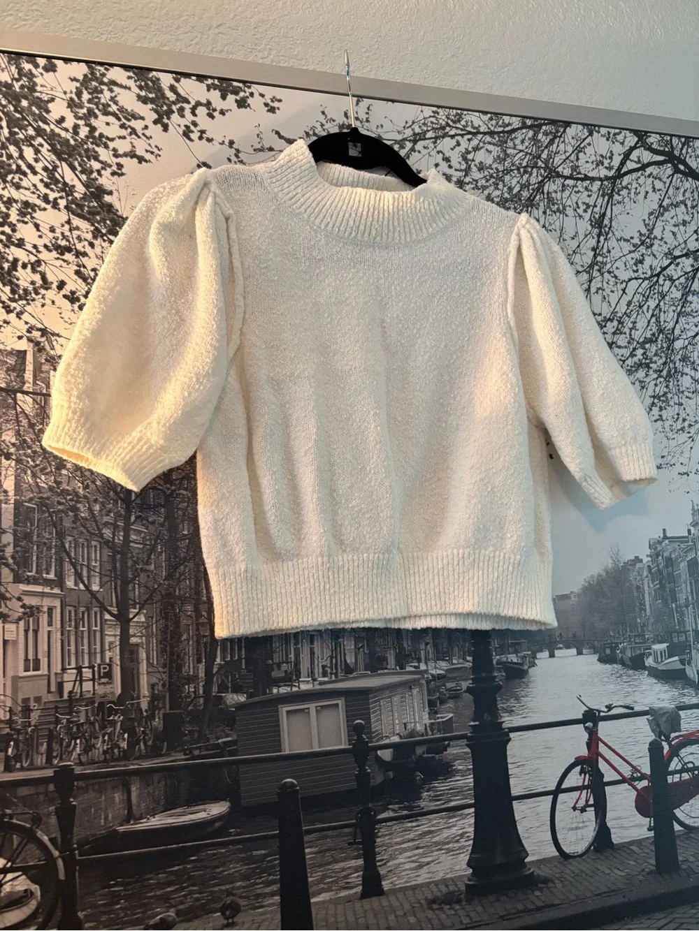 Free People Ivory Puff-Sleeve Turtleneck Sweater
